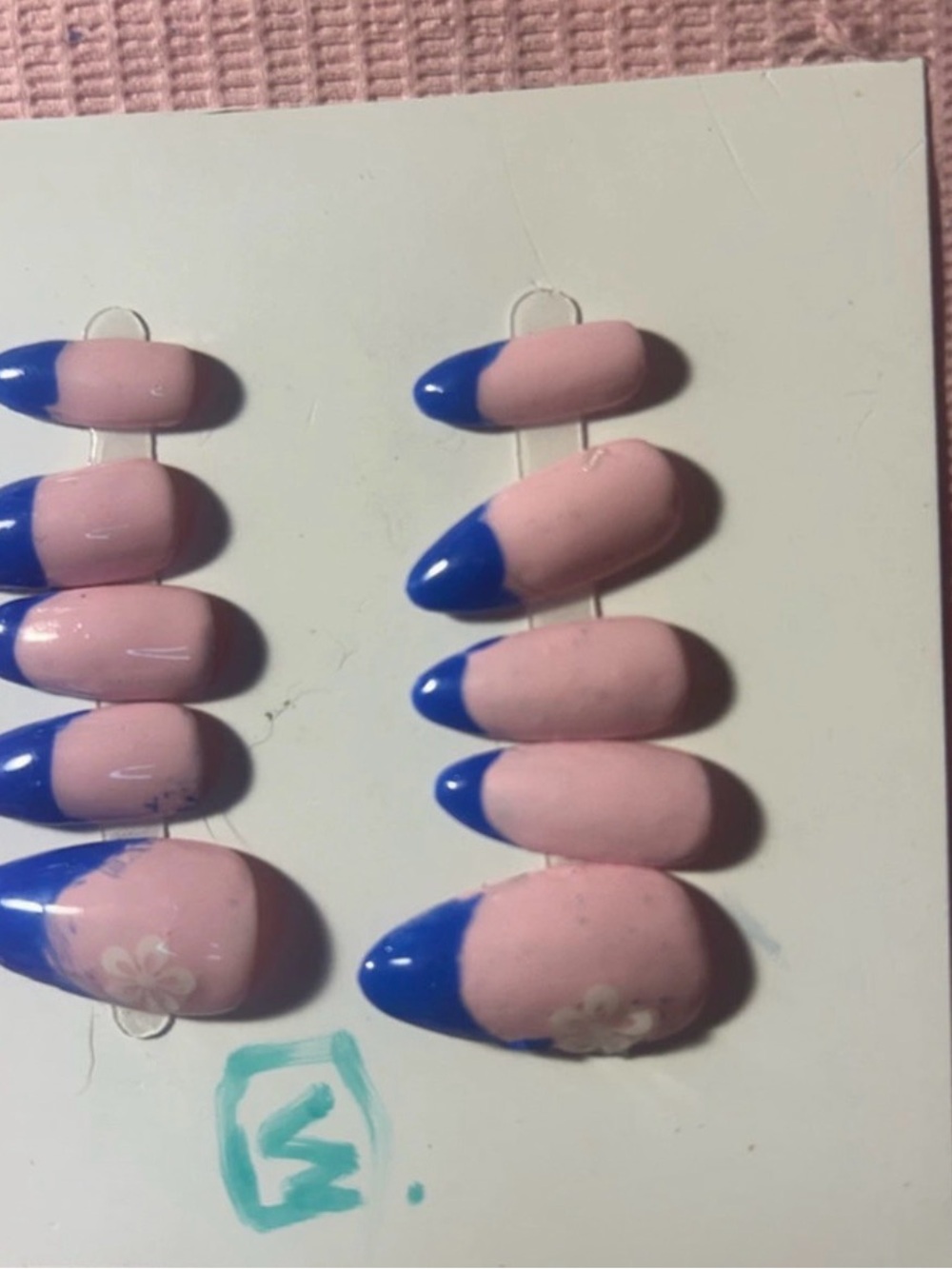 Pink and Blue French Tip Press-On Nails